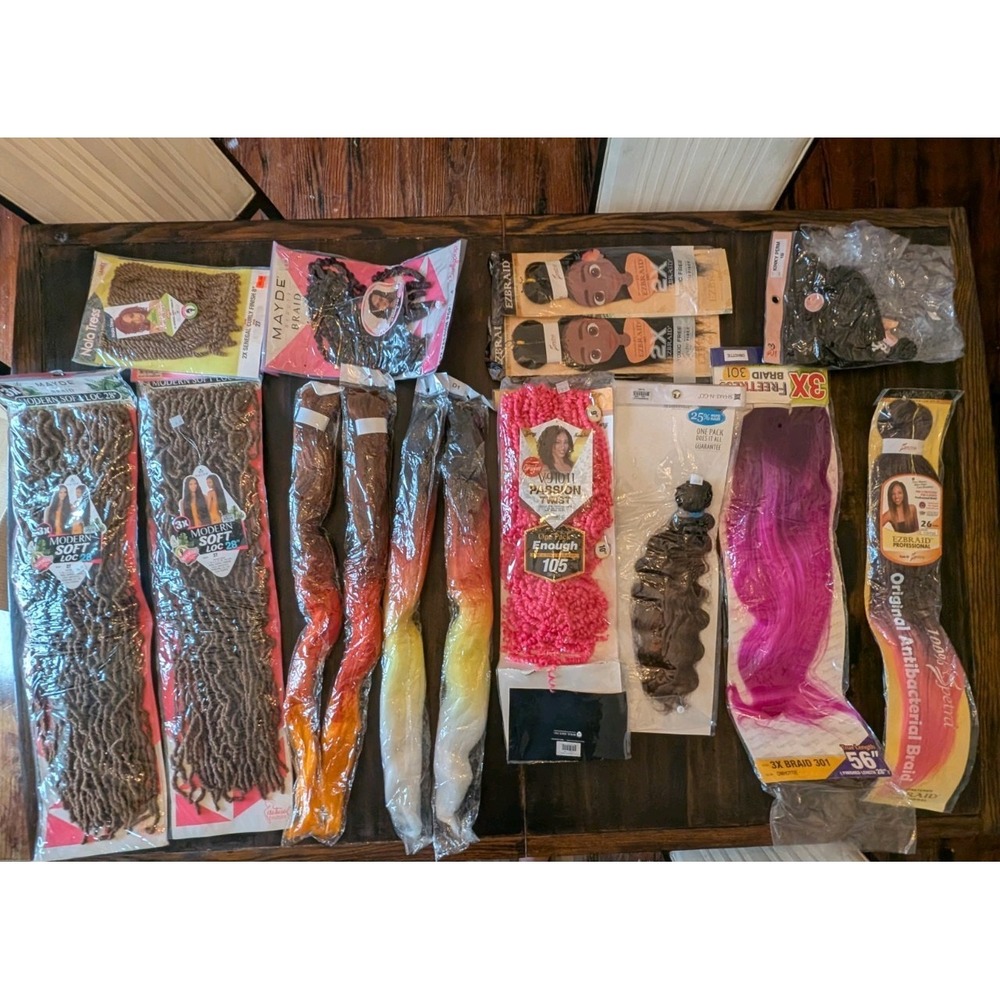 Large Lot Of Hair Synthetic Straight pink orange kids Weave (Box 2) new